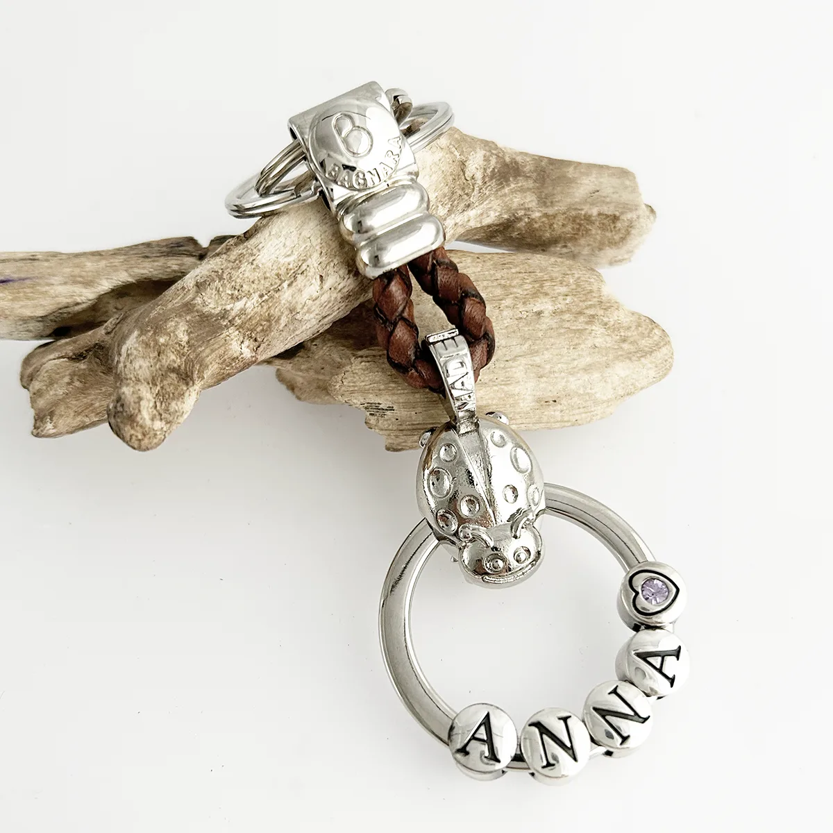 Portachiavi 3D Personalizzabile in pelle Coccinella