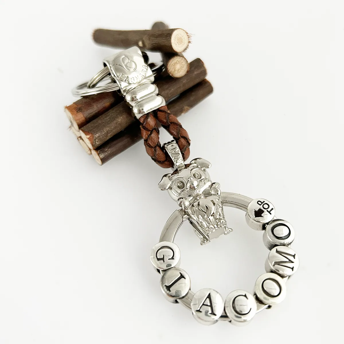 Portachiavi 3D personalizzabile in Pelle Cane