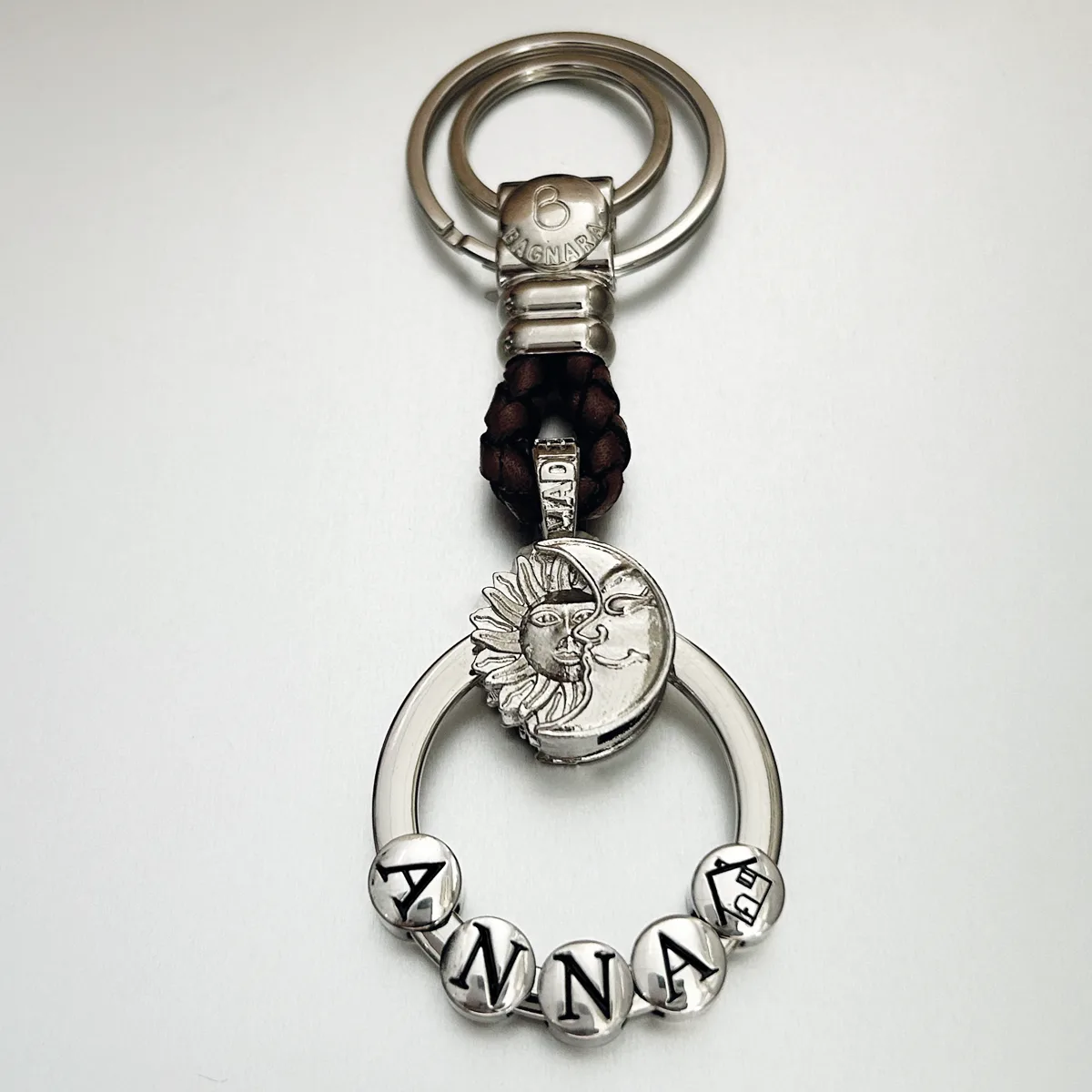 portachiavi 3D personalizzabile pelle sole e luna