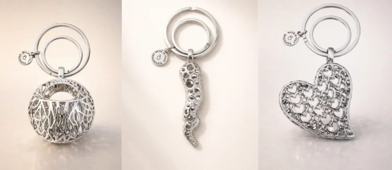 portachiavi bomboniera elegante in metallo traforato design raffinato