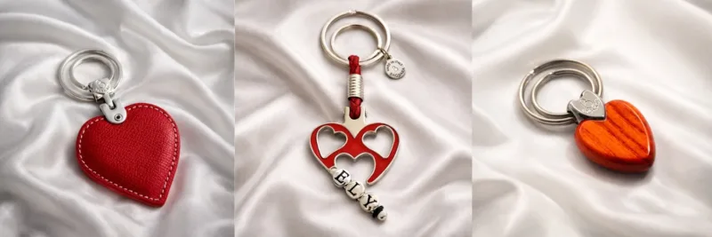 portachiavi a cuore bomboniera personalizzata elegante in pelle e legno