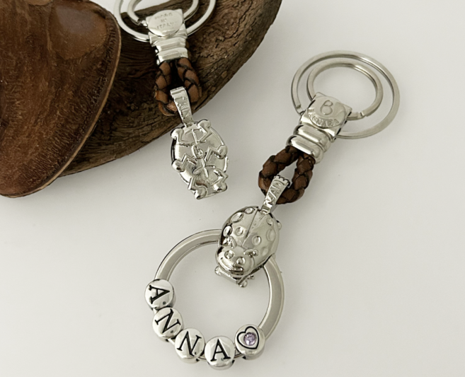 Portachiavi 3D Personalizzabile in pelle Coccinella