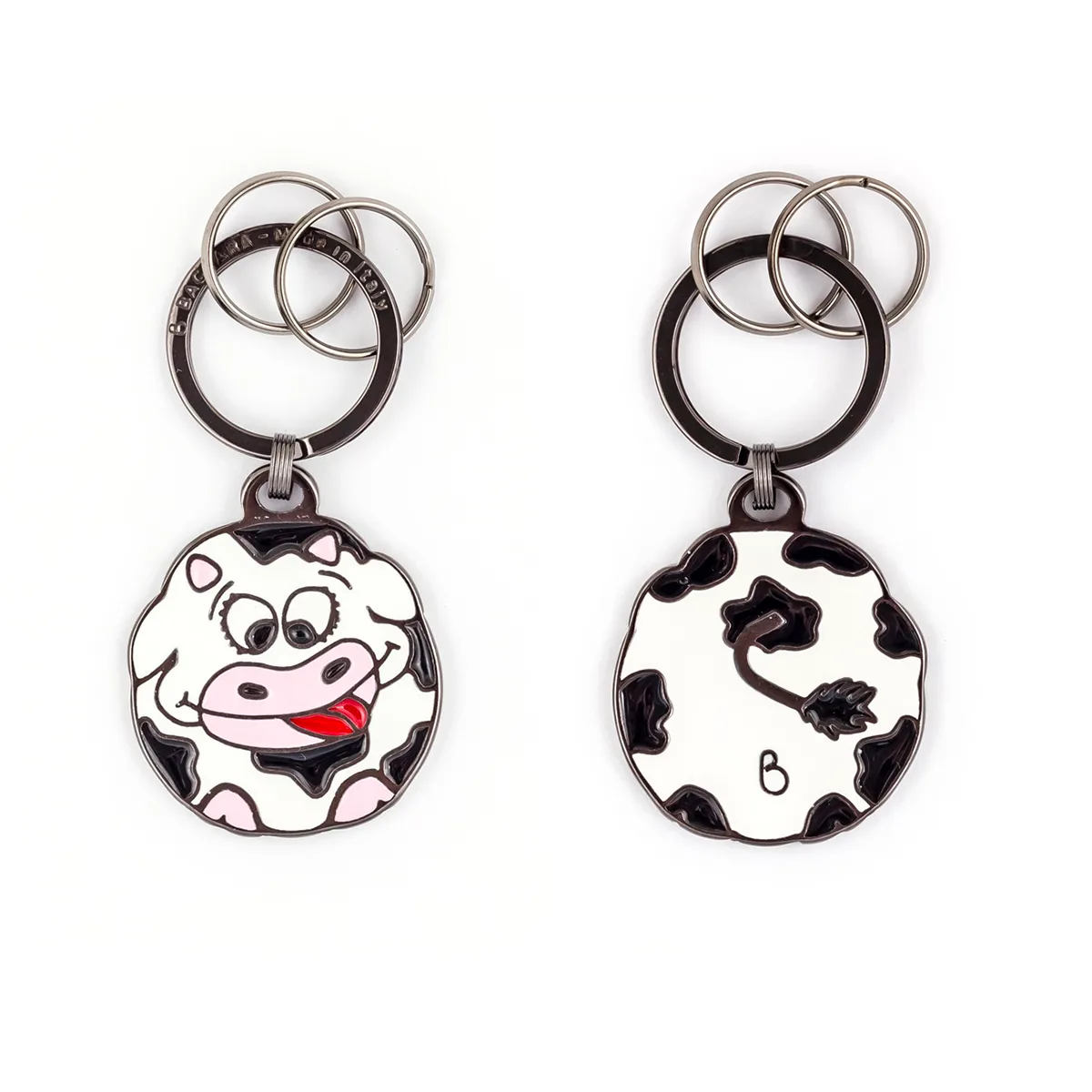 portachiavi-smaltato-brunito-mucca-bianca