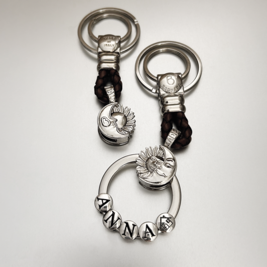 portachiavi 3D pelle sole e luna